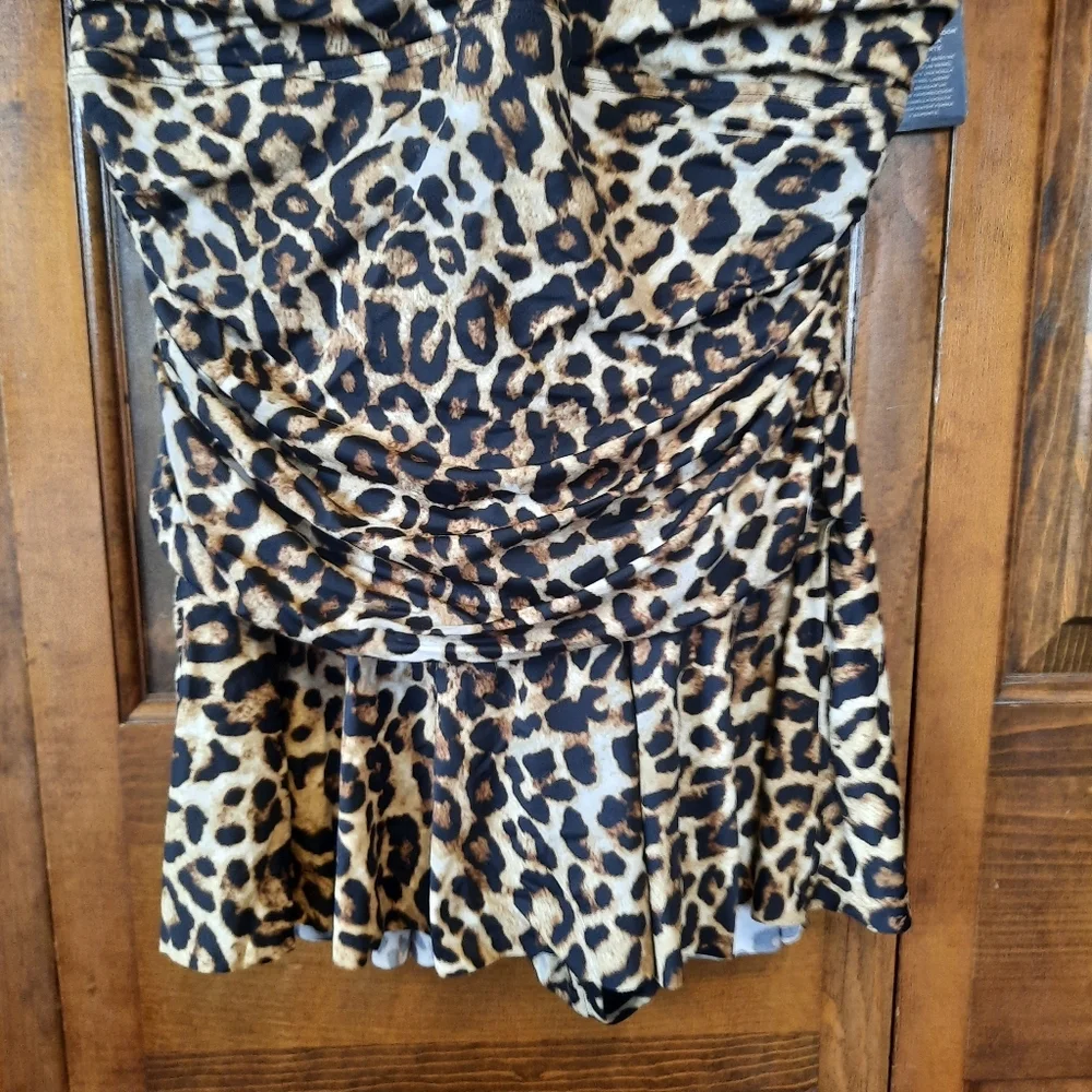 NWT Lauren Ralph Lauren Leopard Print Skirted One Piece Swimsuit Size 18W - Picture 6 of 16